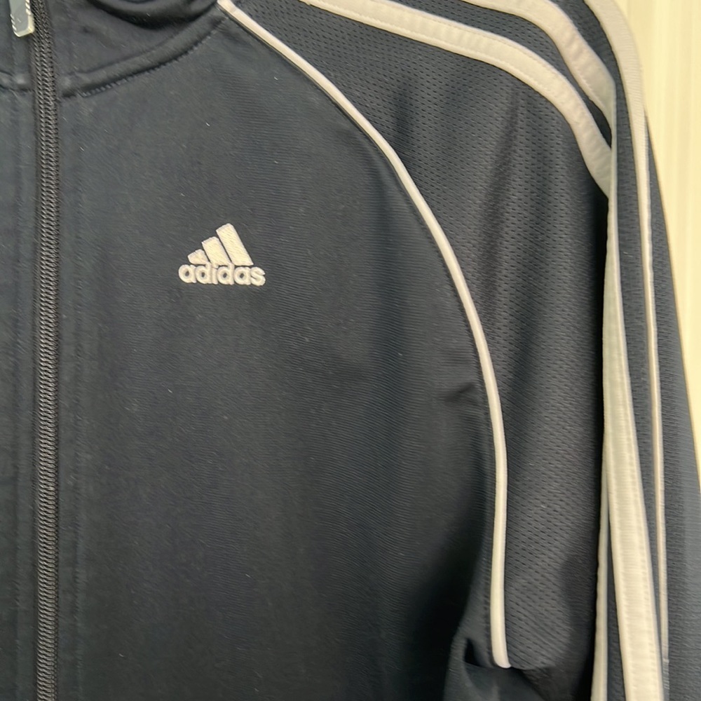 Adidas Black 3-Stripe Full Zip Track Jacket Unisex М - Picture 3 of 10